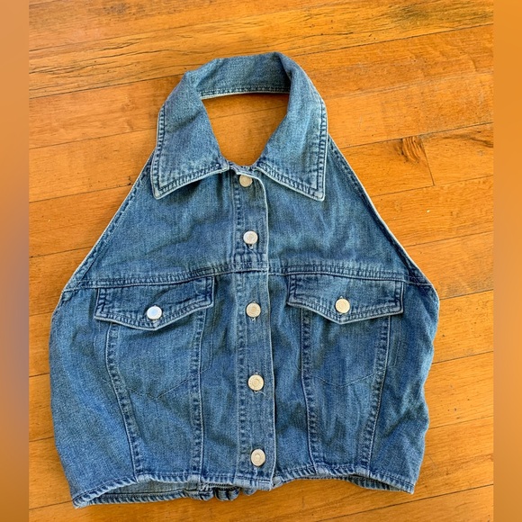 GAP Tops - Vintage Gap Denim Halter Crop Top Size 8